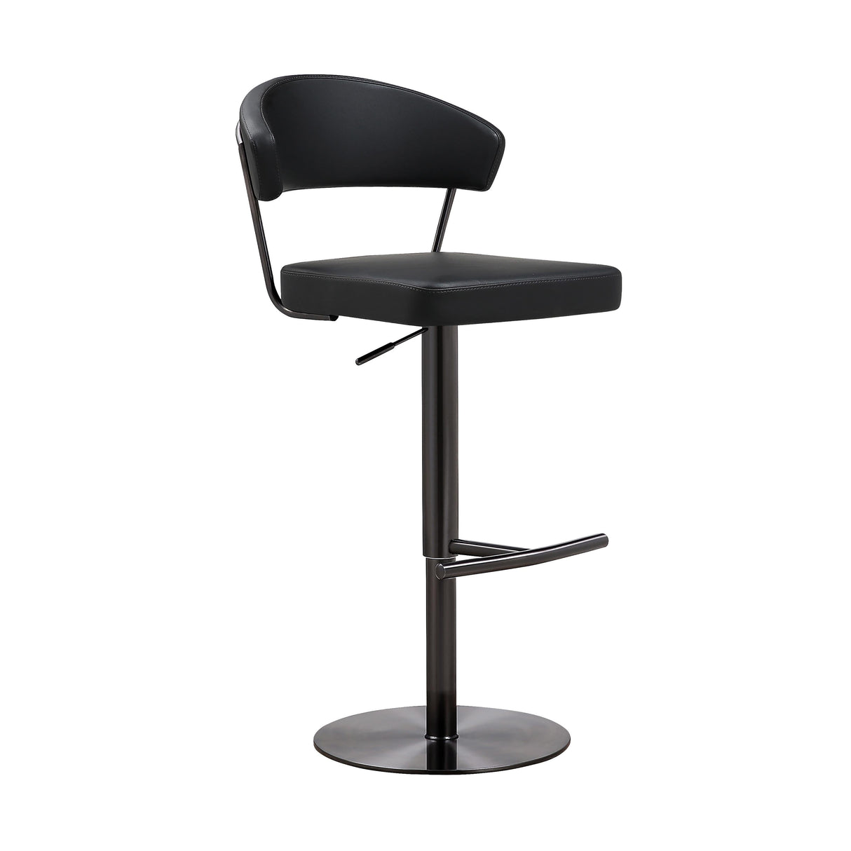 Cosmo Black Performance Vegan Leather on Black Steel Barstool by TOV Furniture at Eve Furniture