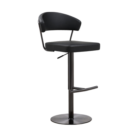 Cosmo Black Performance Vegan Leather on Black Steel Barstool by TOV Furniture at Eve Furniture