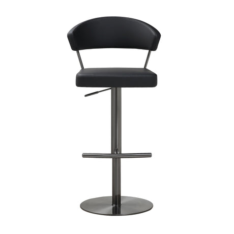 Cosmo Black Performance Vegan Leather on Black Steel Barstool by TOV Furniture at Eve Furniture