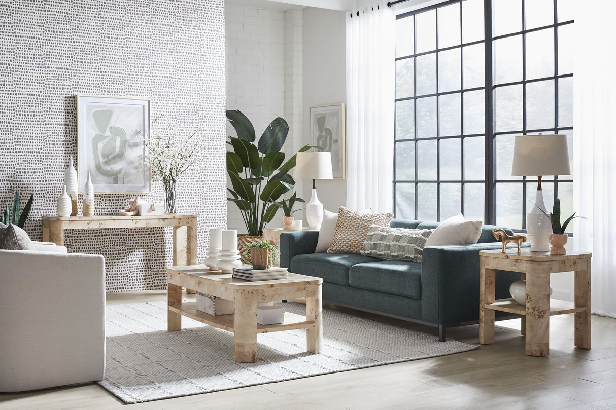 Cosmo Mappa Burl Coffee Table in Amber Kiss by Modus Furniture at Eve Furniture