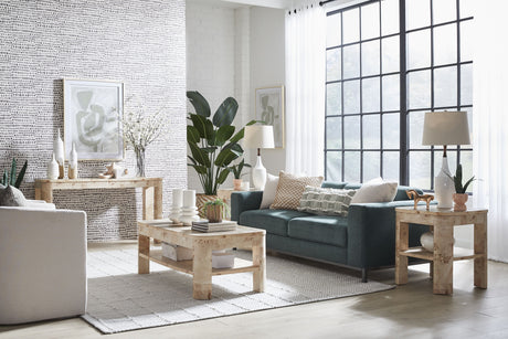 Cosmo Mappa Burl Coffee Table in Amber Kiss by Modus Furniture at Eve Furniture