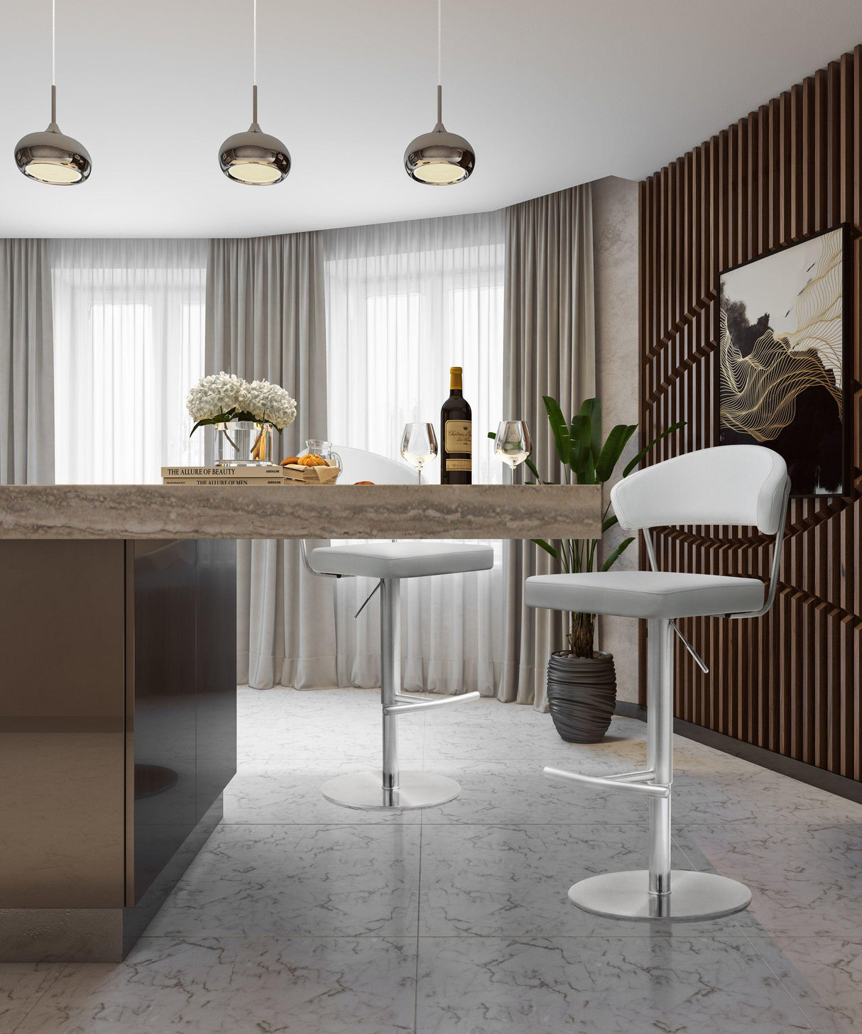 Cosmo Performance Vegan Leather Adjustable Stool by TOV Furniture at Eve Furniture