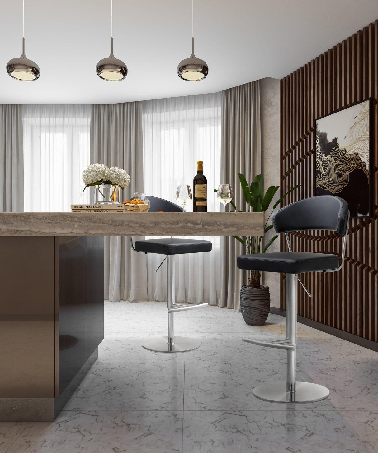 Cosmo Performance Vegan Leather Adjustable Stool by TOV Furniture at Eve Furniture