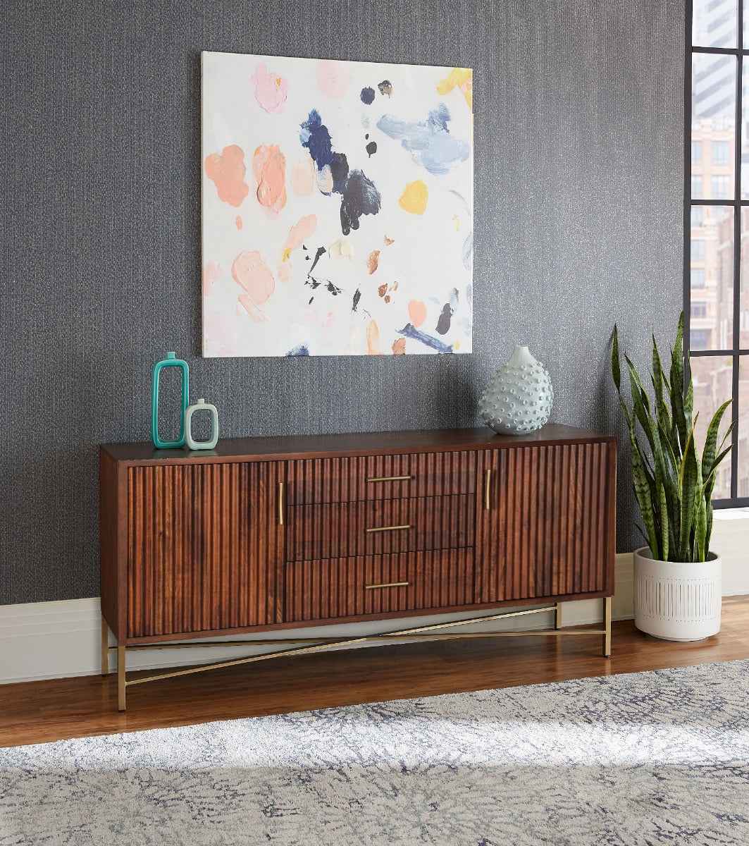 Cosmopolitan 68" Sideboard in Honey Brown by Home Trends & Design at Eve Furniture