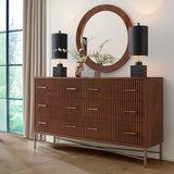 Cosmopolitan 69" Six Drawer Dresser in Honey Brown by Home Trends & Design at Eve Furniture