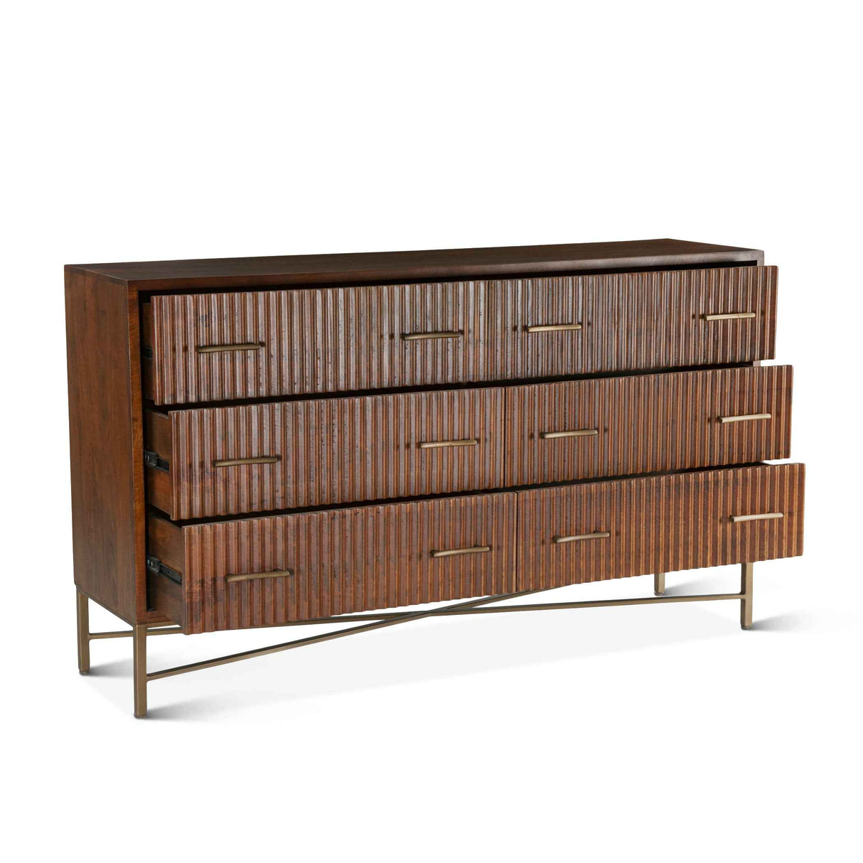 Cosmopolitan 69" Six Drawer Dresser in Honey Brown by Home Trends & Design at Eve Furniture