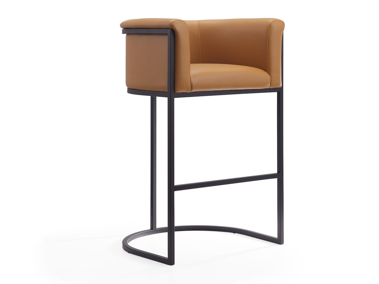 Cosmopolitan Barstool in Camel and Black by Manhattan Comfort at Eve Furniture