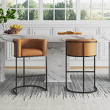 Cosmopolitan Barstool in Camel and Black (set of 2) by Manhattan Comfort at Eve Furniture