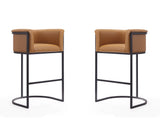Cosmopolitan Barstool in Camel and Black (set of 2) by Manhattan Comfort at Eve Furniture