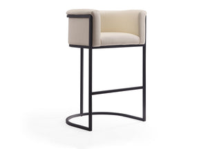 Cosmopolitan Barstool in Cream and Black by Manhattan Comfort at Eve Furniture