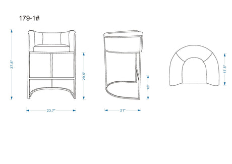 Cosmopolitan Barstool in Cream and Black (set of 2) by Manhattan Comfort at Eve Furniture