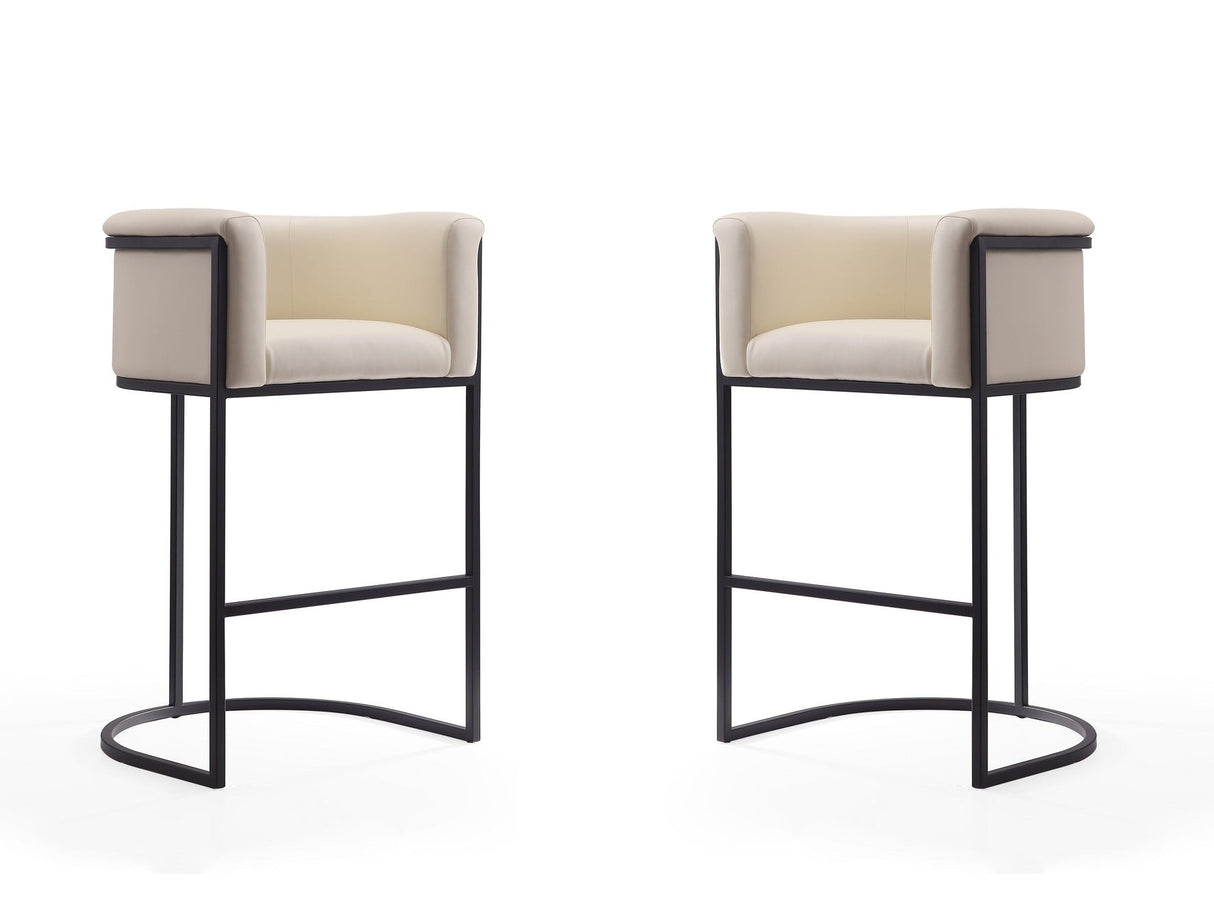 Cosmopolitan Barstool in Cream and Black (set of 2) by Manhattan Comfort at Eve Furniture