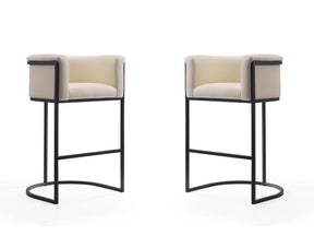Cosmopolitan Barstool in Cream and Black (set of 2) by Manhattan Comfort at Eve Furniture