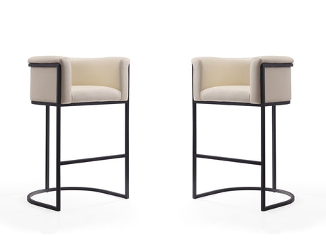 Cosmopolitan Barstool in Cream and Black (set of 2) by Manhattan Comfort at Eve Furniture