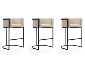 Cosmopolitan Barstool in Cream and Black (set of 3) by Manhattan Comfort at Eve Furniture