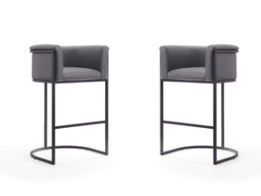 Cosmopolitan Barstool in Grey and Black (set of 2) by Manhattan Comfort at Eve Furniture