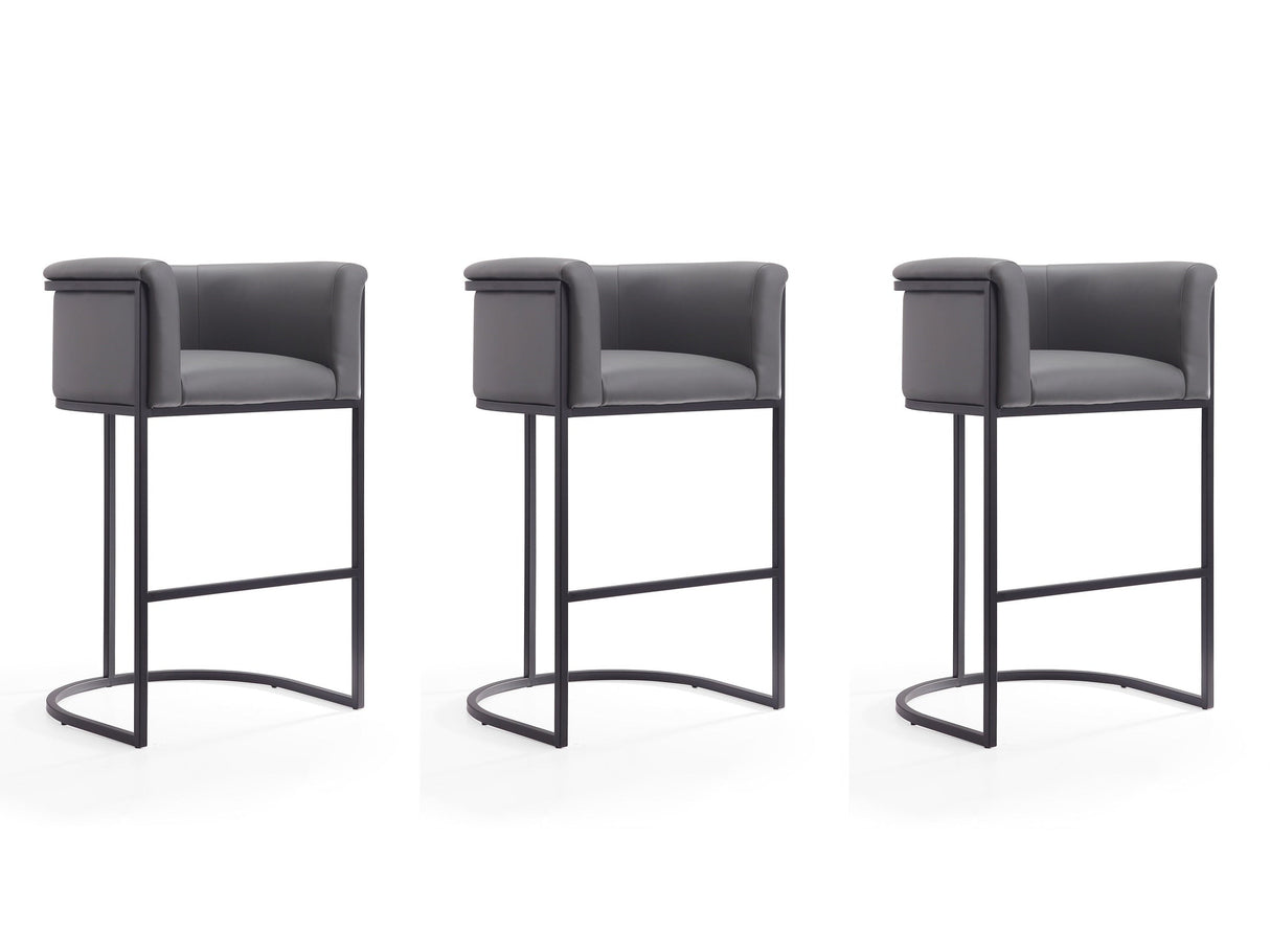 Cosmopolitan Barstool in Grey and Black (set of 3) by Manhattan Comfort at Eve Furniture