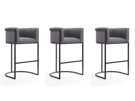 Cosmopolitan Barstool in Grey and Black (set of 3) by Manhattan Comfort at Eve Furniture