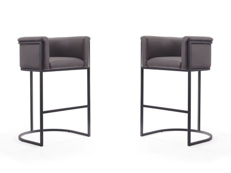 Cosmopolitan Barstool in Pebble and Black (set of 2) by Manhattan Comfort at Eve Furniture