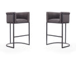 Cosmopolitan Barstool in Pebble and Black (set of 2) by Manhattan Comfort at Eve Furniture
