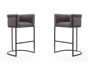 Cosmopolitan Barstool in Pebble and Black (set of 2) by Manhattan Comfort at Eve Furniture