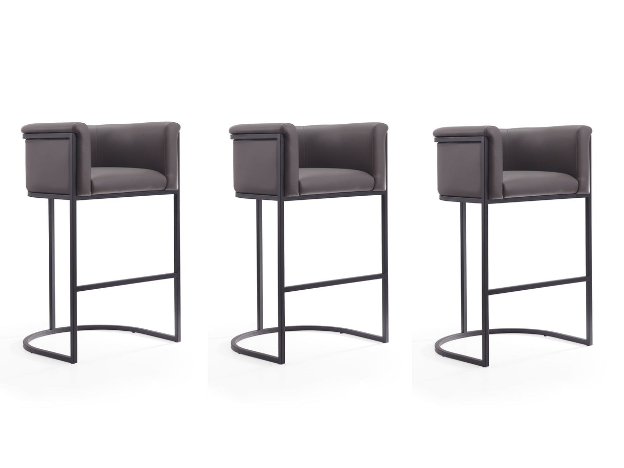 Cosmopolitan Barstool in Pebble and Black (set of 3) by Manhattan Comfort at Eve Furniture