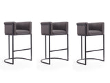 Cosmopolitan Barstool in Pebble and Black (set of 3) by Manhattan Comfort at Eve Furniture