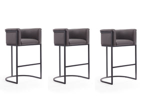 Cosmopolitan Barstool in Pebble and Black (set of 3) by Manhattan Comfort at Eve Furniture