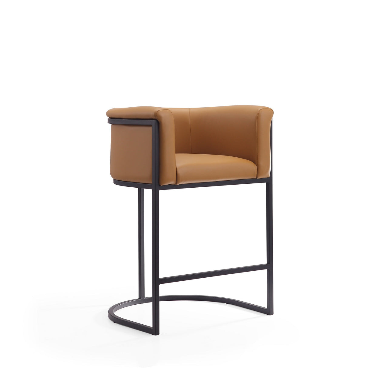 Cosmopolitan Counter Stool in Camel and Black (set of 2) by Manhattan Comfort at Eve Furniture