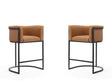 Cosmopolitan Counter Stool in Camel and Black (set of 2) by Manhattan Comfort at Eve Furniture
