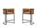 Cosmopolitan Counter Stool in Camel and Black (set of 2) by Manhattan Comfort at Eve Furniture
