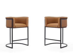 Cosmopolitan Counter Stool in Camel and Black (set of 2) by Manhattan Comfort at Eve Furniture