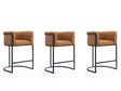 Cosmopolitan Counter Stool in Camel and Black (set of 3) by Manhattan Comfort at Eve Furniture