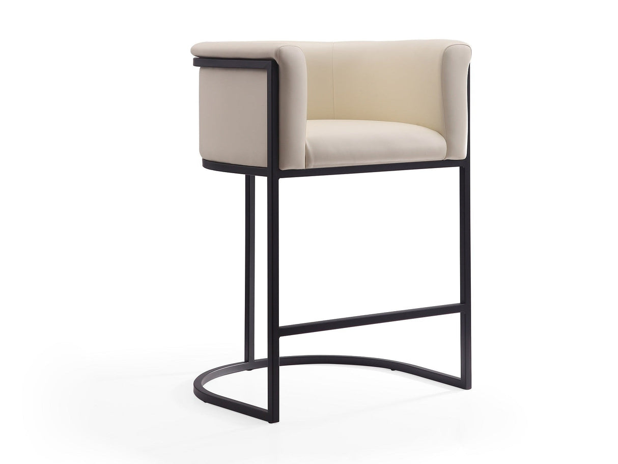 Cosmopolitan Counter Stool in Cream and Black by Manhattan Comfort at Eve Furniture