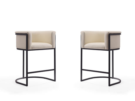 Cosmopolitan Counter Stool in Cream and Black (set of 2) by Manhattan Comfort at Eve Furniture