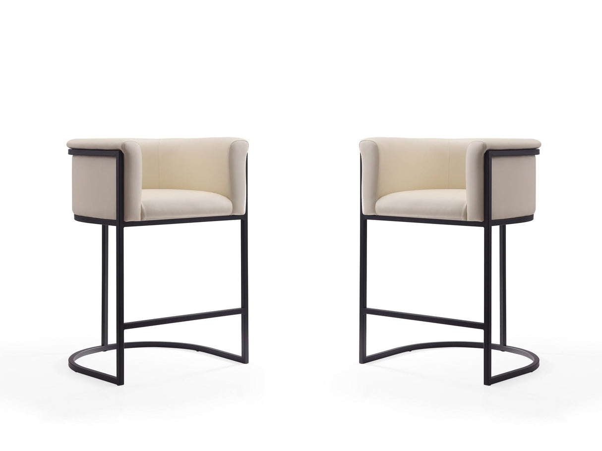 Cosmopolitan Counter Stool in Cream and Black (set of 2) by Manhattan Comfort at Eve Furniture