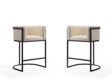Cosmopolitan Counter Stool in Cream and Black (set of 2) by Manhattan Comfort at Eve Furniture