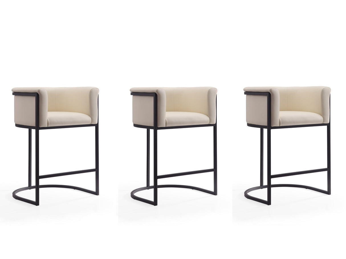 Cosmopolitan Counter Stool in Cream and Black (set of 3) by Manhattan Comfort at Eve Furniture
