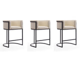 Cosmopolitan Counter Stool in Cream and Black (set of 3) by Manhattan Comfort at Eve Furniture