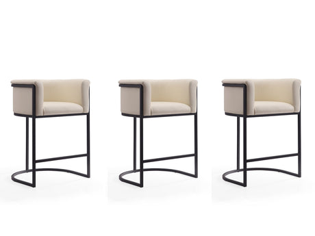 Cosmopolitan Counter Stool in Cream and Black (set of 3) by Manhattan Comfort at Eve Furniture
