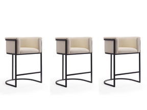 Cosmopolitan Counter Stool in Cream and Black (set of 3) by Manhattan Comfort at Eve Furniture