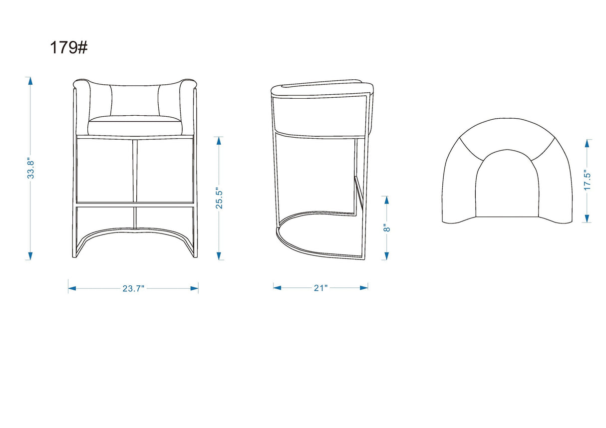Cosmopolitan Counter Stool in Grey and Black by Manhattan Comfort at Eve Furniture