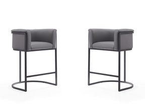 Cosmopolitan Counter Stool in Grey and Black (set of 2) by Manhattan Comfort at Eve Furniture