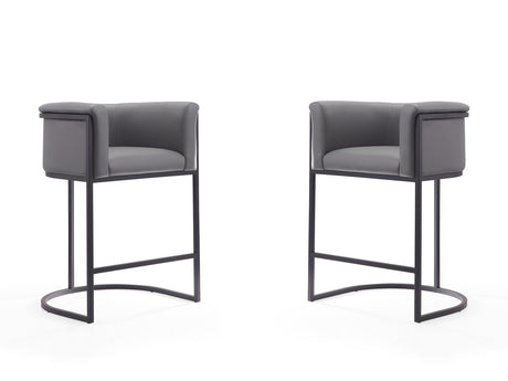 Cosmopolitan Counter Stool in Grey and Black (set of 2) by Manhattan Comfort at Eve Furniture