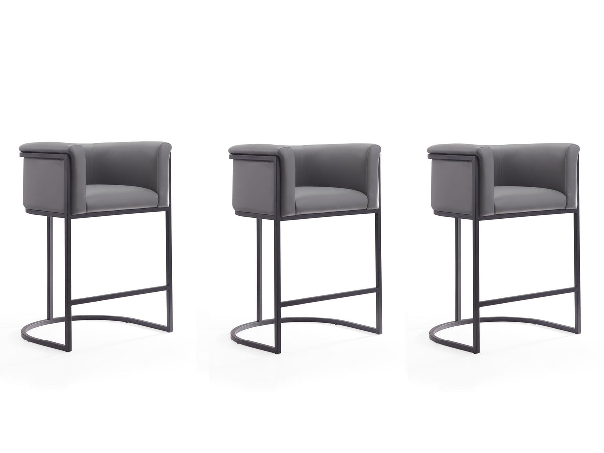 Cosmopolitan Counter Stool in Grey and Black (set of 3) by Manhattan Comfort at Eve Furniture
