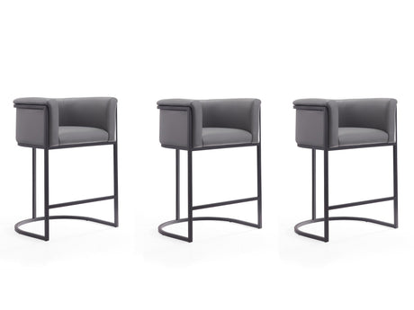 Cosmopolitan Counter Stool in Grey and Black (set of 3) by Manhattan Comfort at Eve Furniture