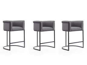 Cosmopolitan Counter Stool in Grey and Black (set of 3) by Manhattan Comfort at Eve Furniture