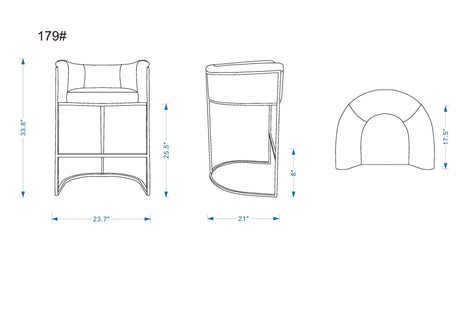 Cosmopolitan Counter Stool in Pebble and Black (set of 2) by Manhattan Comfort at Eve Furniture