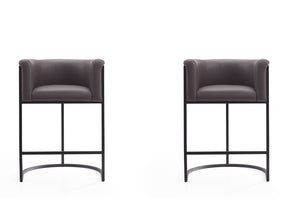 Cosmopolitan Counter Stool in Pebble and Black (set of 2) by Manhattan Comfort at Eve Furniture