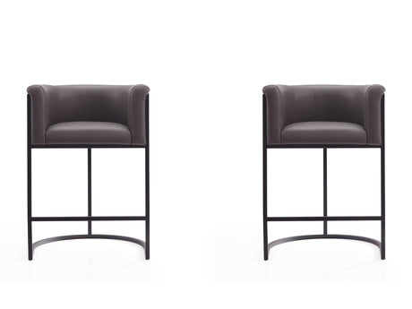 Cosmopolitan Counter Stool in Pebble and Black (set of 2) by Manhattan Comfort at Eve Furniture